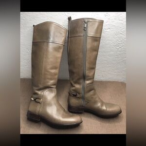 Tory Burch Jess Women's Riding Boots Brown Leather Knee High Side Zip Size 7M